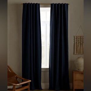 Quince 48x96 True Blackout Linen Curtain Panel Navy